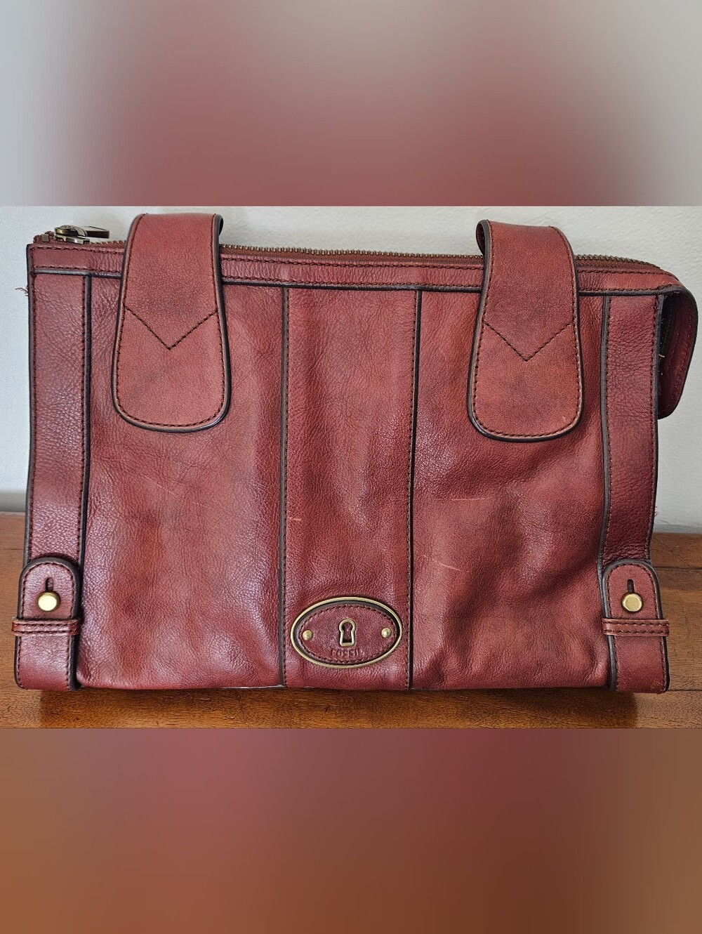 Vintage Fossil Leather Shoulder Bag